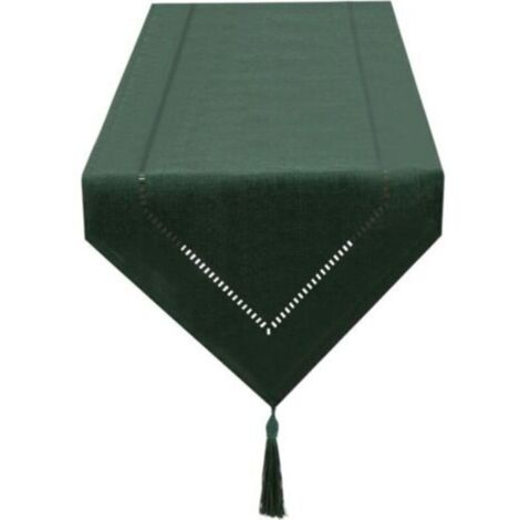 Chemin de Table Lin Vert foncé 32 x 180cm, Chemin de Table de Haute Qualité, Chemin de Table Uni, Moderne, Facile d'entretien pour Table à Manger