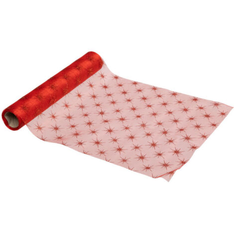 Chemin de table Organza Rouge Etoiles 28 x 500 cm - Feeric Christmas