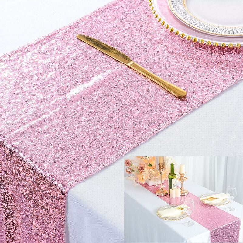 heytea - chemin de table ¨¤ paillettes scintillantes or rose pour mariage/d¨coration d'¨v¨nements 30 180cm (peut choisir votre couleur) (or rose)