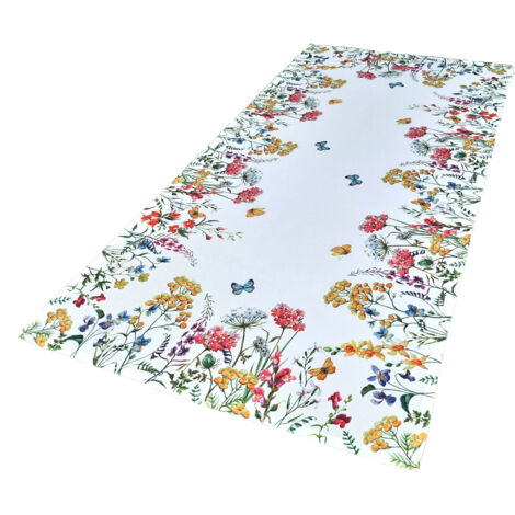 Chemin de table rectangulaire coloré 50/100 cm, nappe colorée pour table basse, motif fleurs