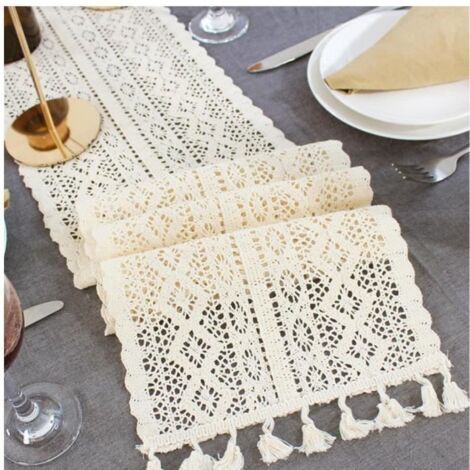 Chemin de table rectangulaire Crochet Table couverture dentelle macramé Table Runner Restaurant Décor 24220cm