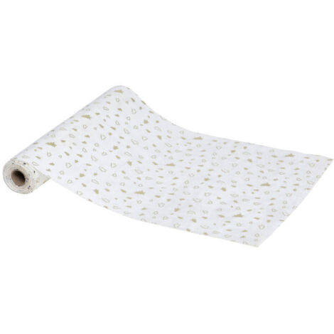 Chemin de table Tissu en Velours Blanc et Sapin OR 28 x 300 cm - Feeric Christmas