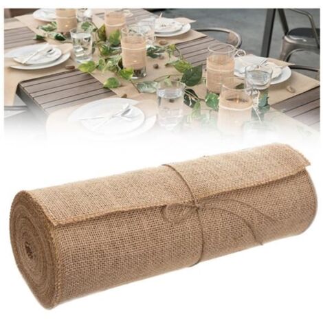 Chemin de Table - Toile de Jute - 10 m x 25 cm - Style Campagne - Réutilisable et Durable
