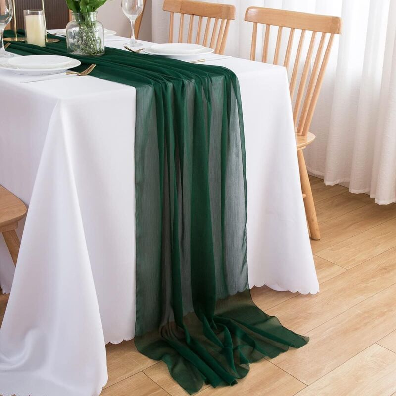 Chemin de table, vert foncé, 75 x 300 cm, décoration de table de mariage Gaze mariage anniversaire fête événement décoration table crêpe mousseline