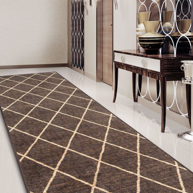 Karat - Tapis de couloir Cosenza Marron 80 x 300 cm
