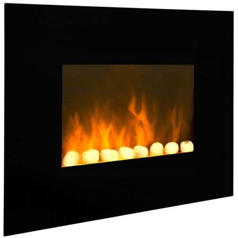 CHEMIN'ARTE Black fire Caminetto elettrico da Parete - Nero - Con Telecomando - 62x13x48cm - Effetto Fiamma a LED - Caminetto con Timer e Controllo Automatico di Temperatura