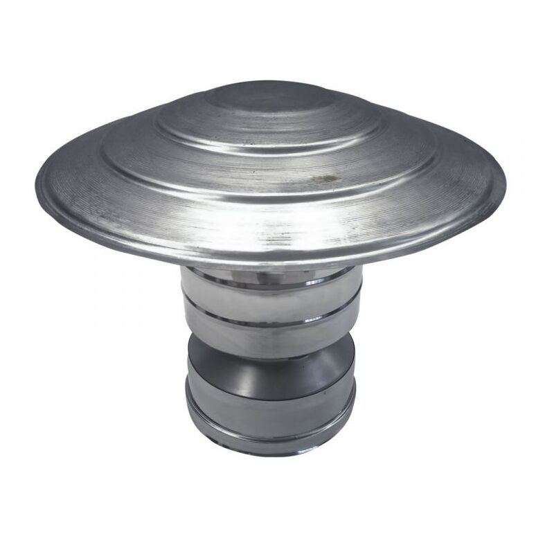 MBM – Chapeau chinois coupe-vent inox DN 130/180 – Acier inoxydable 316 – Évacuation des fumées efficace – Installation facile avec joint