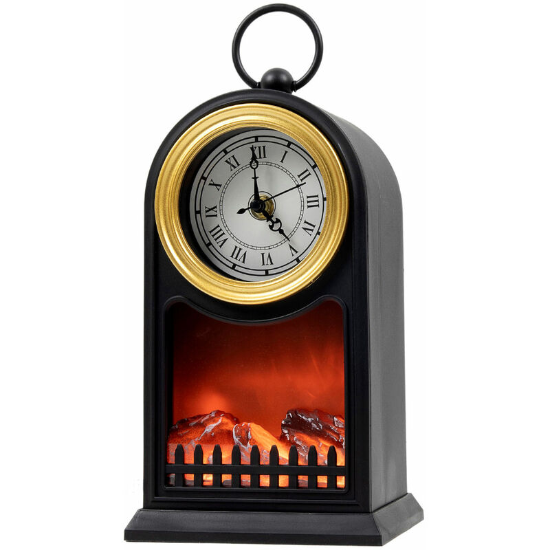 Spetebo - Cheminée led 25 cm avec minuterie / batterie / usb - real flame effect - avec horloge