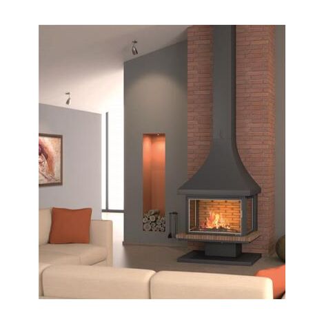 Cheminée à bois 16 Kw – Porte en verre – Cadre anthracite – Dimensions 2700x870x670mm – Rendement 73% – Sortie diamètre 250mm – Focgrup