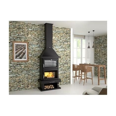 Cheminée à bois en acier avec four supérieur, bûcher inférieur 15 Kw
