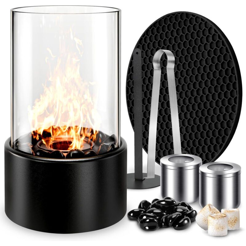Cheminée au bioéthanol, cheminée de table à l'éthanol, cheminée de table, cheminée de table portable, poêle d'extérieur, cadeau, rond et autonome,