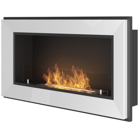 Cheminée au bioéthanol encastrable Frame 900 SimpleFire en blanc avec verre