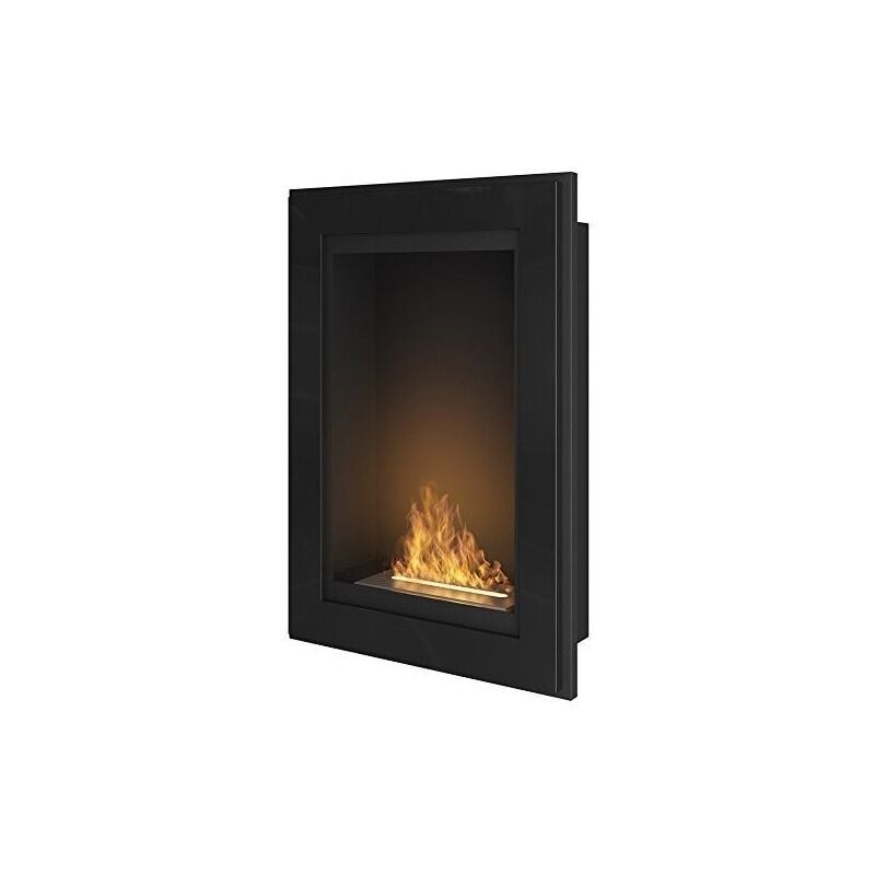 Cheminée au bioéthanol Frame 550 noir mat à encastrer au mur sans verre