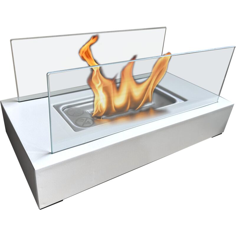 Purline - Cheminée à l'éthanol de table avec deux abat-jours en verre trempé