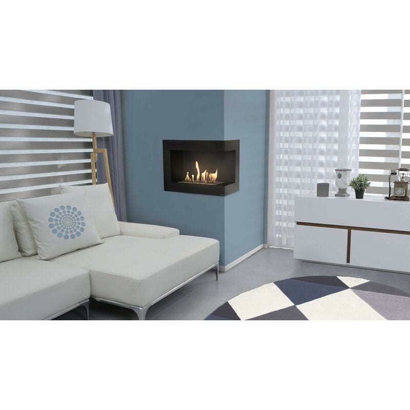 Azura Home Design - Cheminée bio-éthanol delta d'angle droit 70 cm - Noir