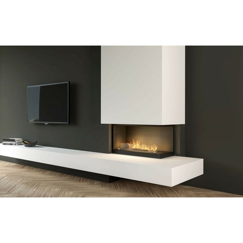 Azura Home Design - Cheminée Bio-éthanol inside l p 800 vers 2 côté gauche et droit - Couleur: Noir - Côté: Gauche