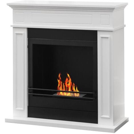 DIVINA FIRE Cheminée au bioéthanol brasero de jardin rond pour extérieur SANTORINI Noir d.60