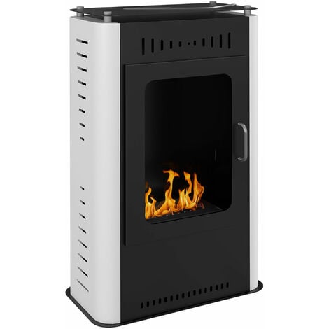 Cheminée bioéthanol design contemporain - étagère - brûleur 1,2 L - contrôle de flamme et manche inclus - acier noir blanc - Noir