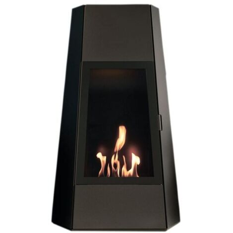 Cheminée bioéthanol design hexagonal 3kW – Brûleur 2L avec 7h d'autonomie – Installation rapide sans électricité – Acier peint et verre trempé – Tecno Air System