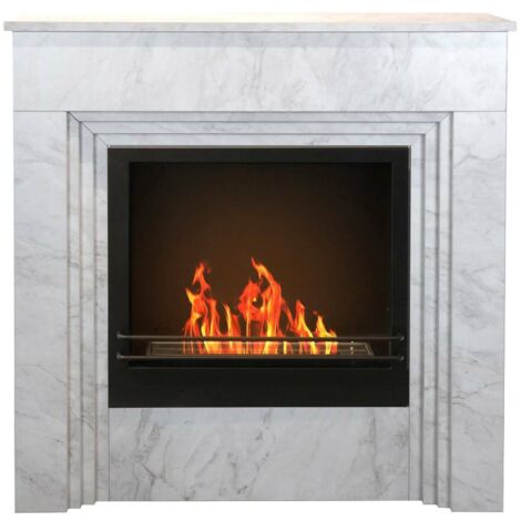 Cheminée bioéthanol Kinsasa, Capacité 1,8 L, Surface Chauffée 30, Made in Italy, 35x96x96h cm Blanc