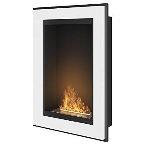 Cheminée bioéthanol murale encastrable blanche Frame 550 sans vitre