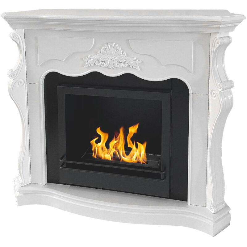 Divina Fire - Cheminée bioéthanol Paris cheminée bio au sol en bois blanc L123xP39xH100