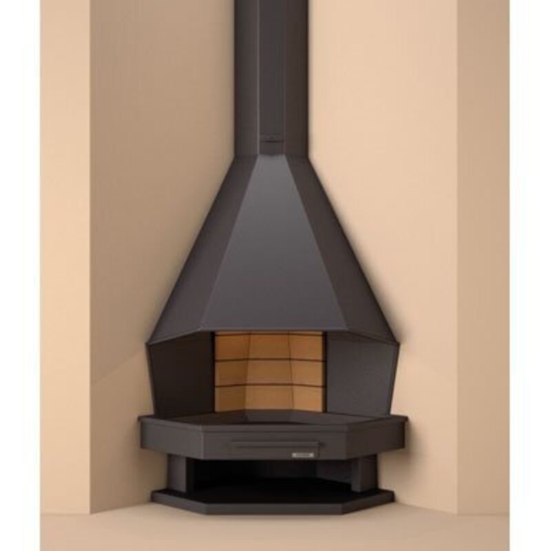 Focgrup - Cheminée de coin en acier à feu ouvert 13 Kw