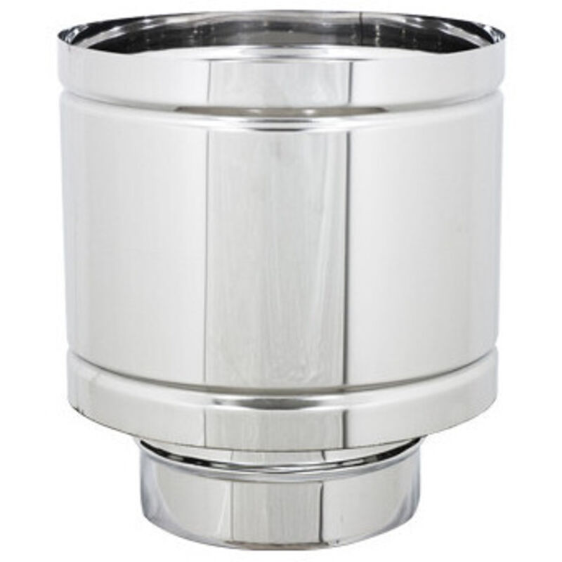 Chapeau de cheminée en inox à bouteille Ø8 cm – Antivent et anti-pluie – Acier AISI 304