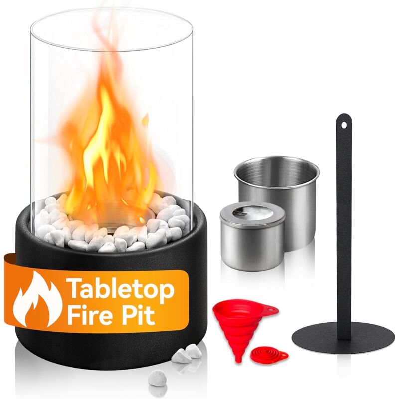 Cheminée de table à l'éthanol, 16,5 x 16,5 x 27,5 cm, noire