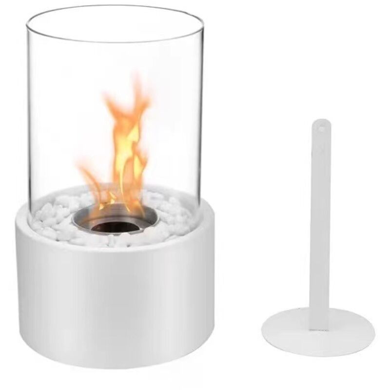 Ibuyke - Cheminée de Table Bio éthanol, Cheminée de Table avec Tapis d'isolation Pierre décorative, Cheminée à l'éthanol pour intérieur et extérieur