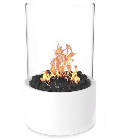 Cheminée de table, foyer à alcool flamme décorative 160x160x270mm blanc