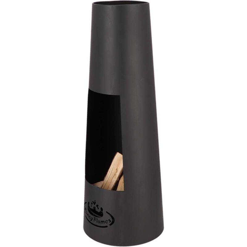 ESSCHERT DESIGN Chemin&eacute;e d'ext&eacute;rieur au bois en acier 38x38x101cm noir
