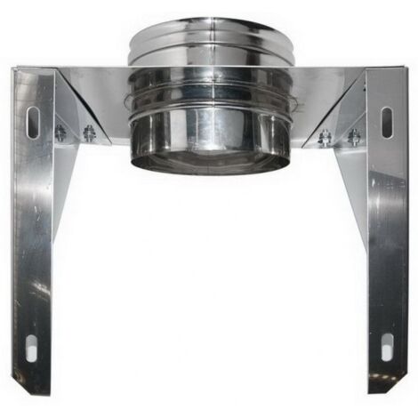 Cheminee double paroi isole support mural ouvert inox dn 100/150