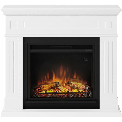 Cheminée électrique décorative Larsen blanche – Puissance 1500W – Capacité de chauffage jusqu'à 37 m² – Installation facile sans outil – Tagu
