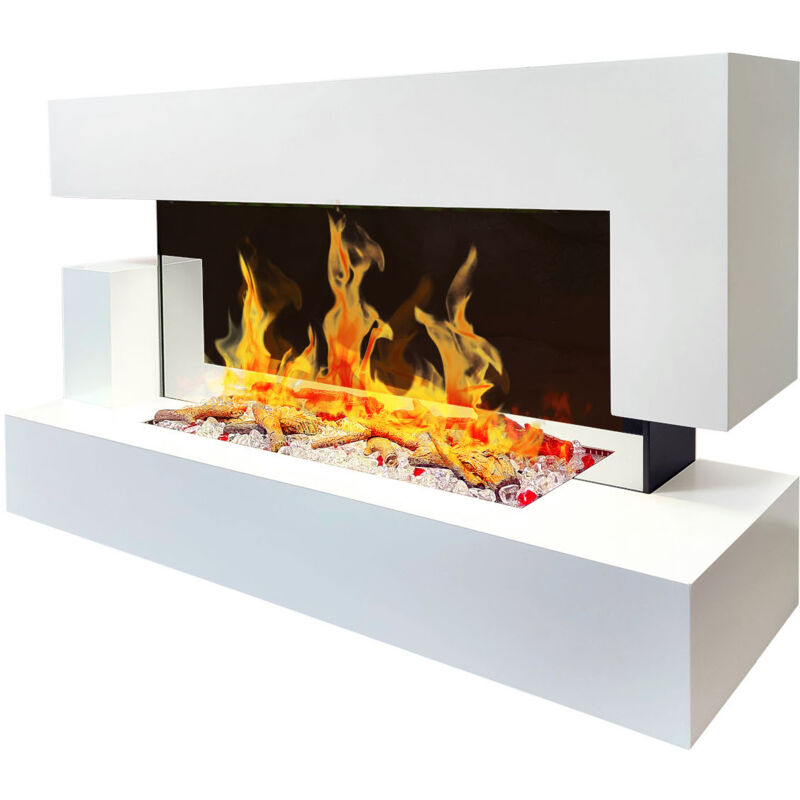 Chemin'Arte – Cheminée électrique 2000W blanche – Surface de chauffe jusqu’à 30 m² – Télécommande avec fonction d'aimantation – 239
