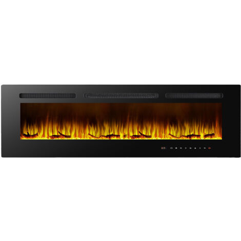 Cheminée Électrique Kekai Maine Murale et Encastrable 173x10x46 cm 2000 W Simulation de Feu Panneau Tactile et Connexion App