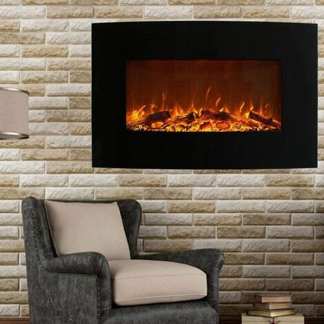 Cheminée électrique LED Alpina Torino avec bois de chauffage artificiel  2000W noir