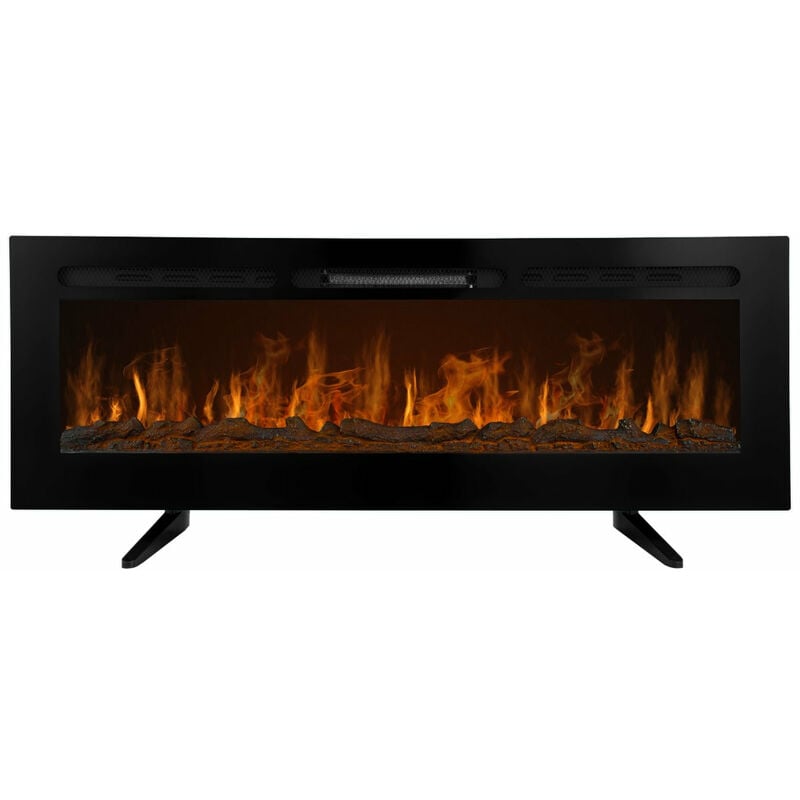 Monster-shop - Cheminée Electrique Noire led 152cm Feu Eclairé Silencieux Chauffage 15-35°C 12 Couleurs de Flammes et 5 Niveaux de Lumières-Parfaite