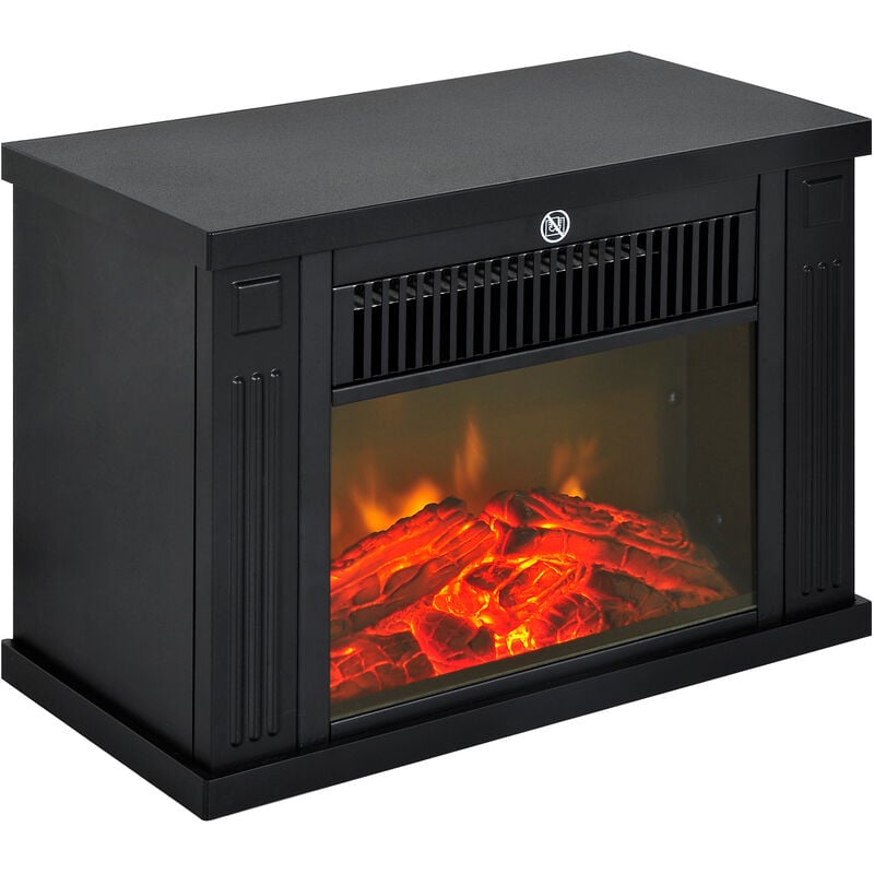 Homcom - Cheminée électrique poêle style contemporain thermostat 600-1200 w noir