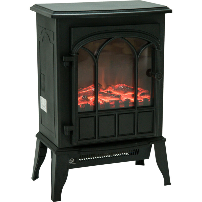 Chemin&eacute;e &eacute;lectrique po&ecirc;le style r&eacute;tro noir