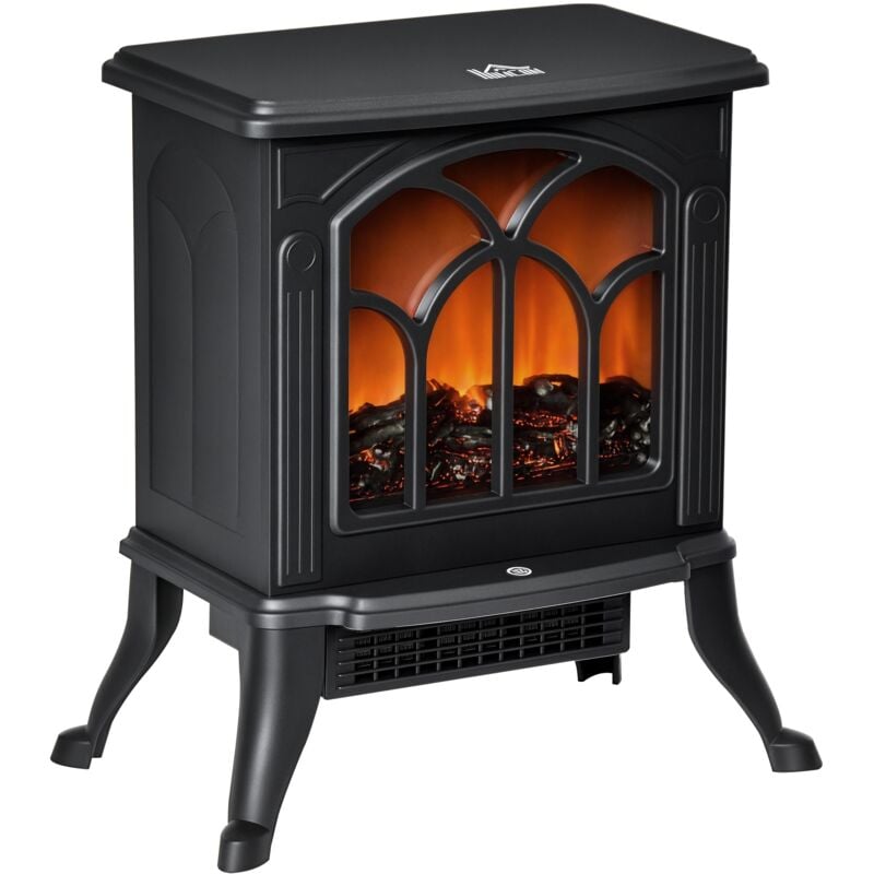 Homcom - Cheminée électrique poêle style rétro thermostat 750-1500 w noir