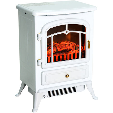 Cheminée électrique poêle style rétro thermostat 950-1850 W blanc
