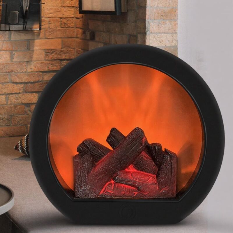 RHG Cheminée électrique simulée avec effet flamme, éclairage LED pour cheminée, idéale pour les balcons ou les terrasses, cheminée simulée sans
