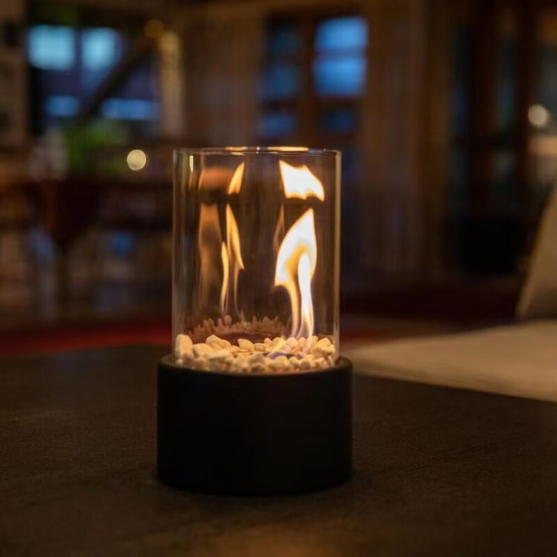 Rapanda - Cheminée Éthanol de Table, 16.5 x 16.5 x 27.5 cm, Noir Ikodm