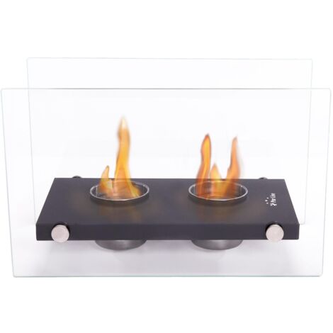 Cheminée éthanol de table en métal avec double flamme
