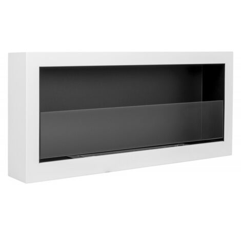Cheminée éthanol murale S-LINE BOX blanche 90 cm (900 mm), cheminée au bioéthanol