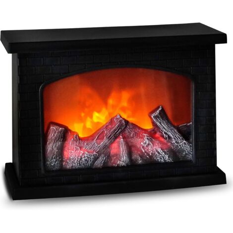 Cheminée factice avec effet de flamme LED, adaptée aux décorations de Noël intérieures et extérieures (sans fonction de chauffage, noire).