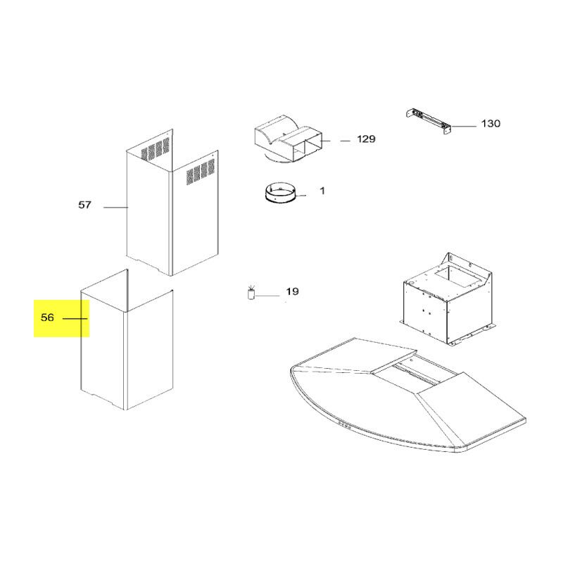 Electrolux - cheminee inferieur inox H.544 rep 56 pour hotte ...