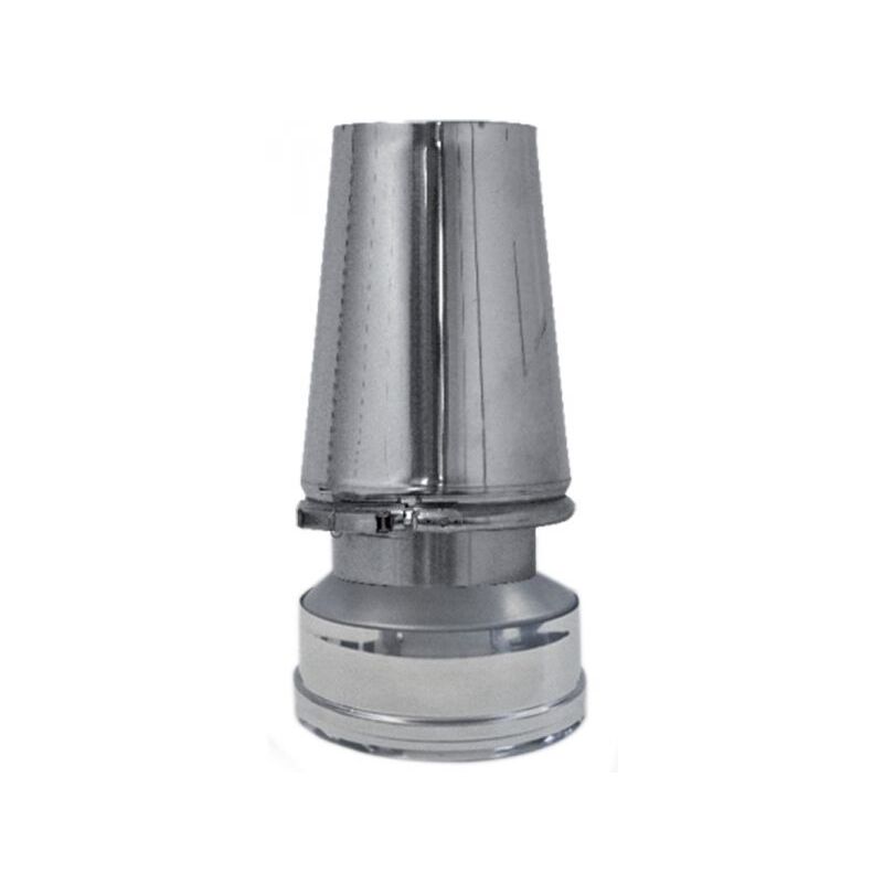 MBM – Terminal chapeau conique inox DN 150/200 – Acier inoxydable 316 – Épaisseur 0,5 mm – Température max 600 °C – Installation sécurisée