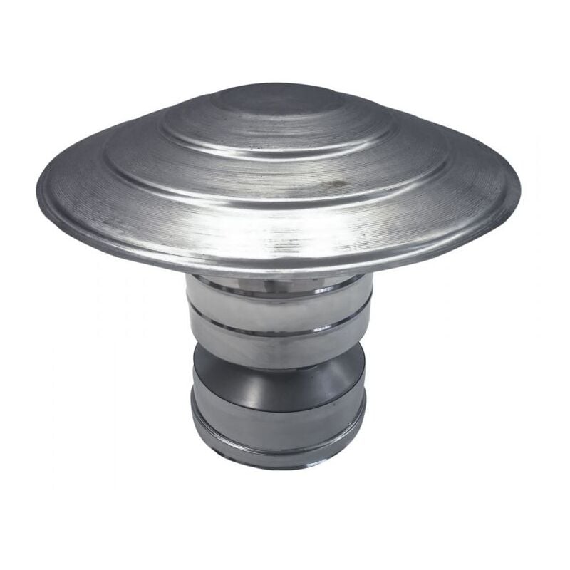 MBM - Cheminee double paroi isole terminal chapeau chinois coupe-vent inox dn 180/230